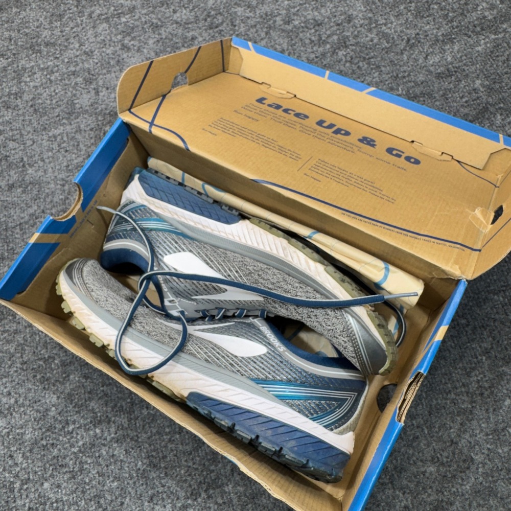 Brooks Ghost 10 Running Shoes Mens 11.5 D Gray Blue Silver Sneaker 1102571D013